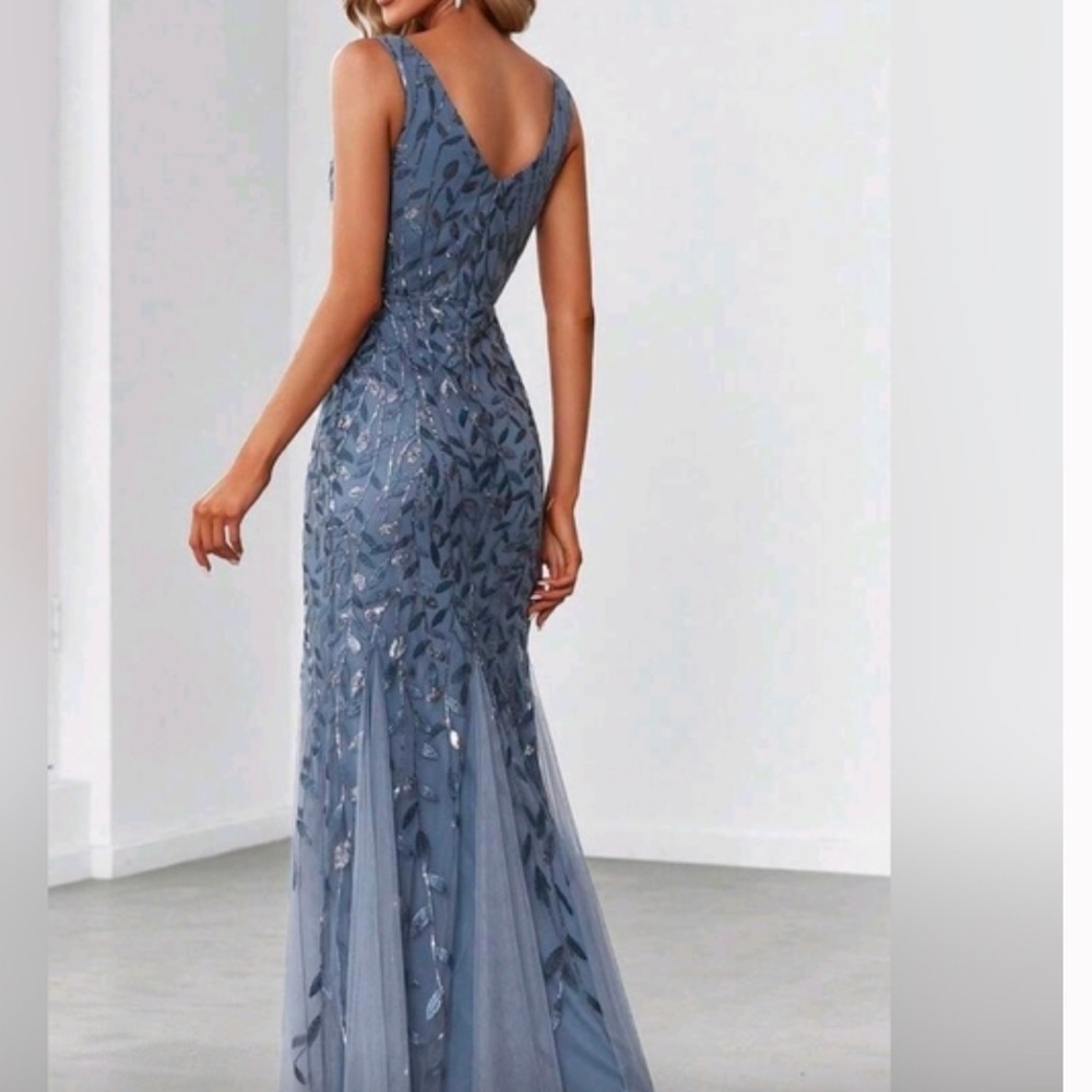Ever Pretty Slate Blue Embellished Maxi Dress - Picture 15 of 15